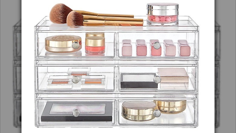 clear makeup organizer with drawers