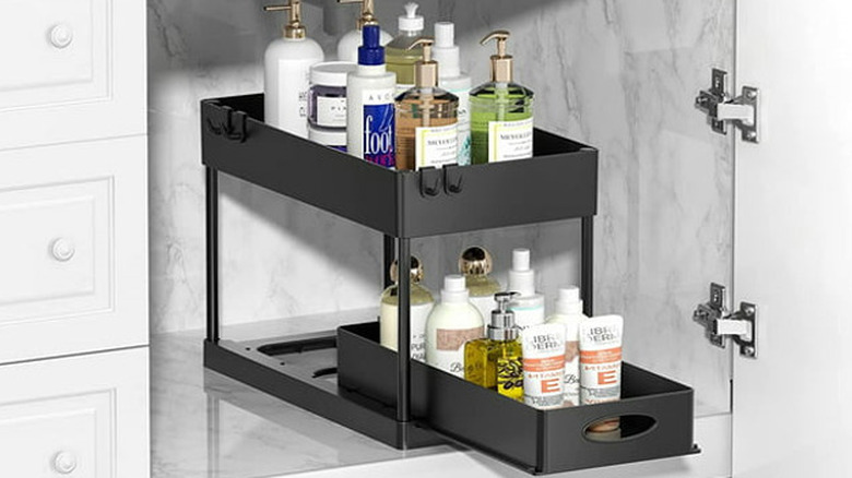 Bath products in under-sink storage