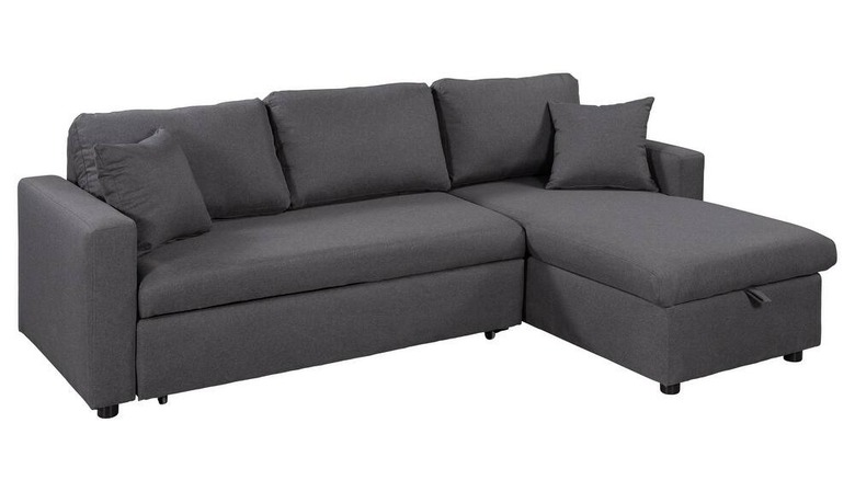 gray futon sectional with chaise