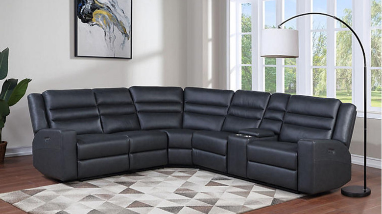 black vegan leather sectional