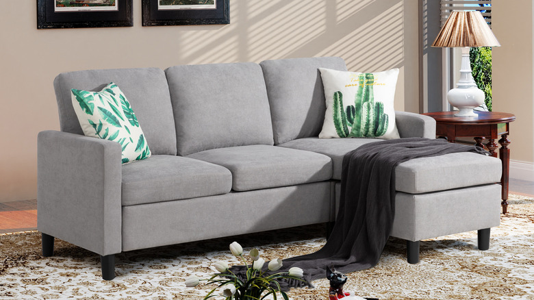 small gray sectional with chaise