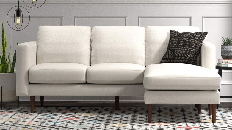 white sectional sofa with chaise