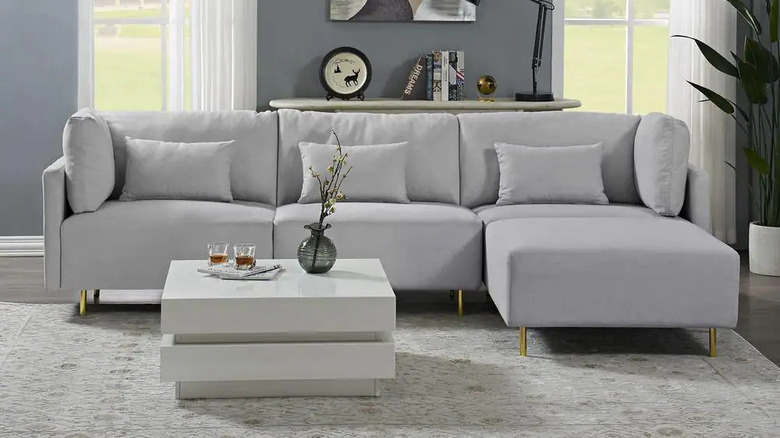 gray plush sectional sofa