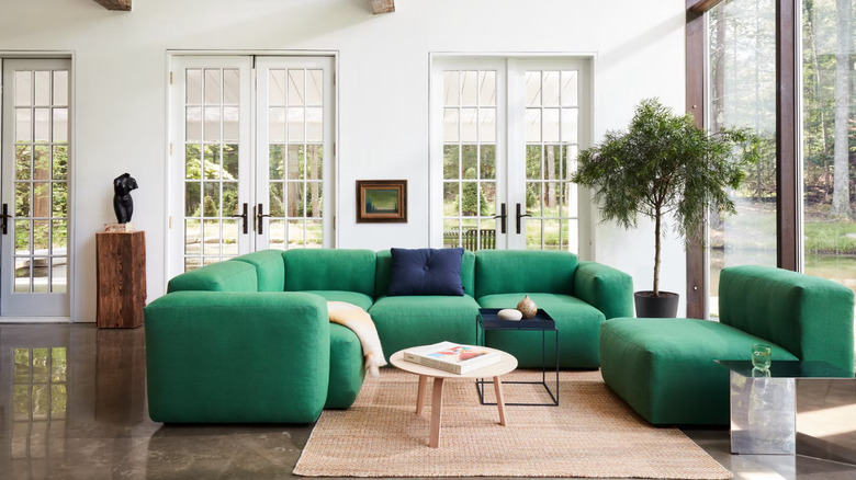 green sectional sofa