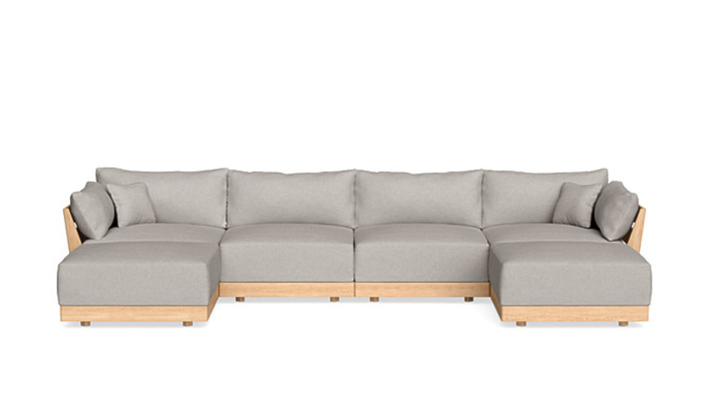 wood and gray sectional