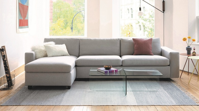 grey sectional living room sofa