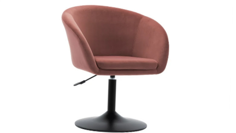 Pink velvet swivel chair 