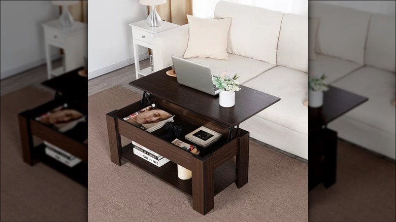 Lift-top coffee table with storage 