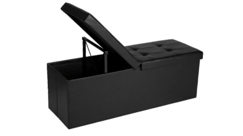 Storage bench black ottoman 