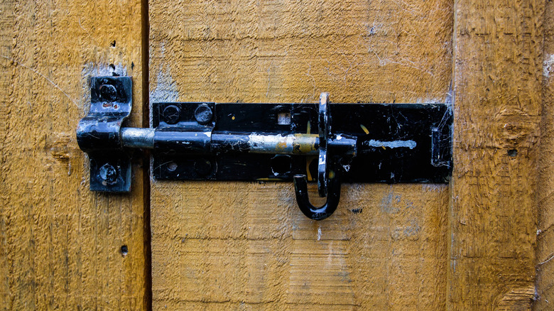 bolt lock on a shed door