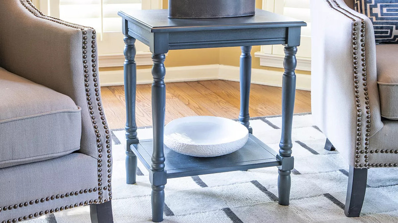 antique blue side table