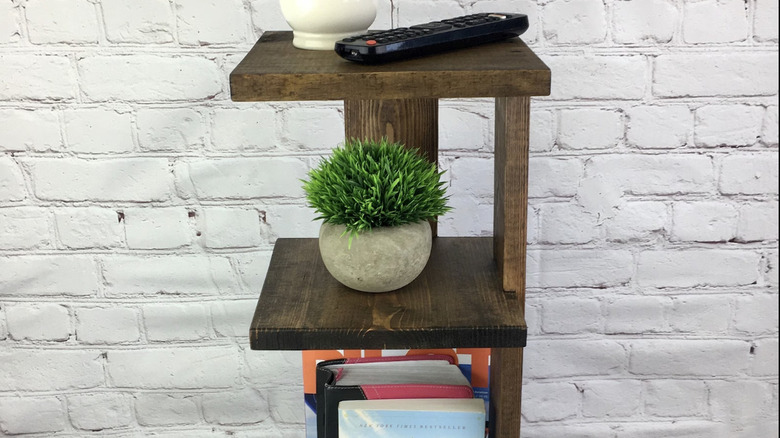 reclaimed wood shelves with plant