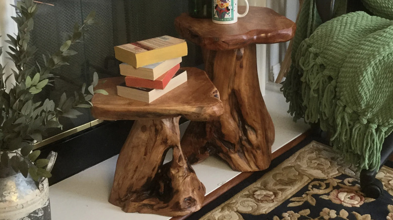 live edge table in cottage