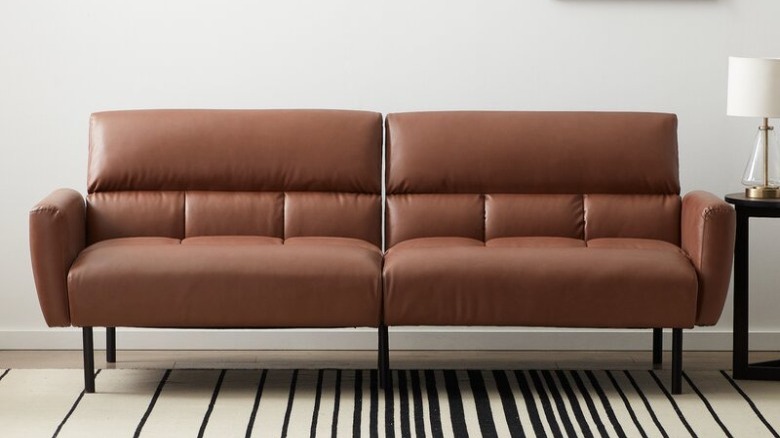 Brown leather sofa