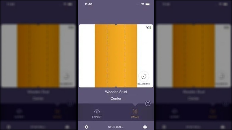 stud finder app on smartphone screen