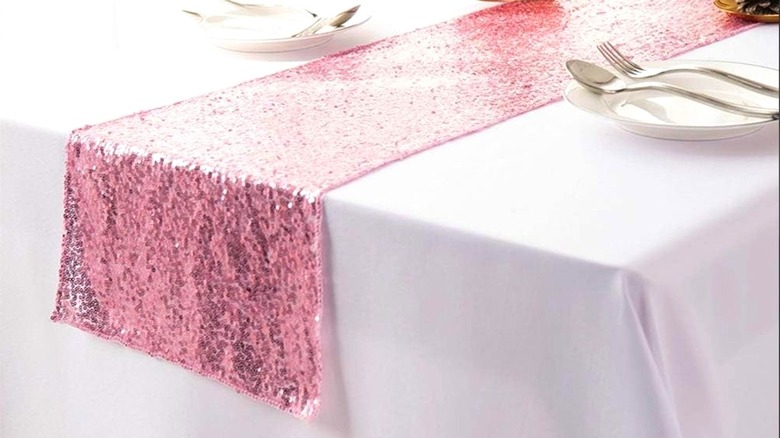 Table set with sequin runner