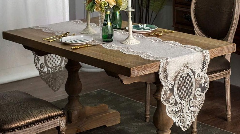 Table set with lace runner