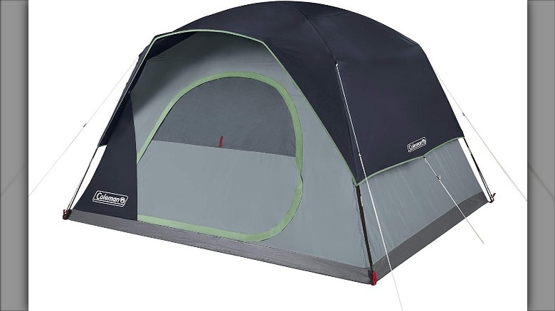 dark tent with green lining