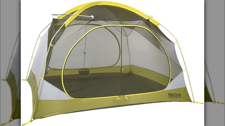 yellow and white tent 