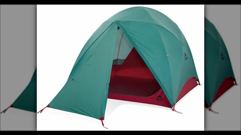 teal and red tent 