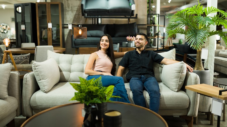 Couple on couch at store