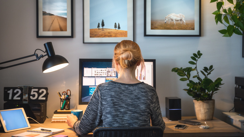 woman at home office desk