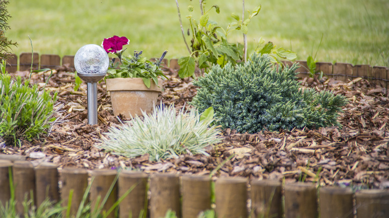 Wooden flower bed edge