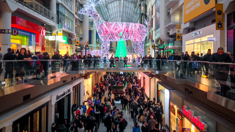 crowded mall at Christmas