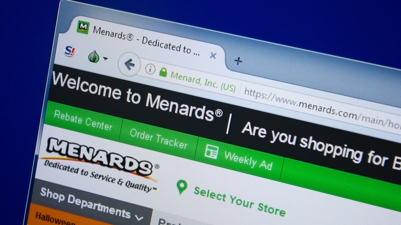 Menards webpage