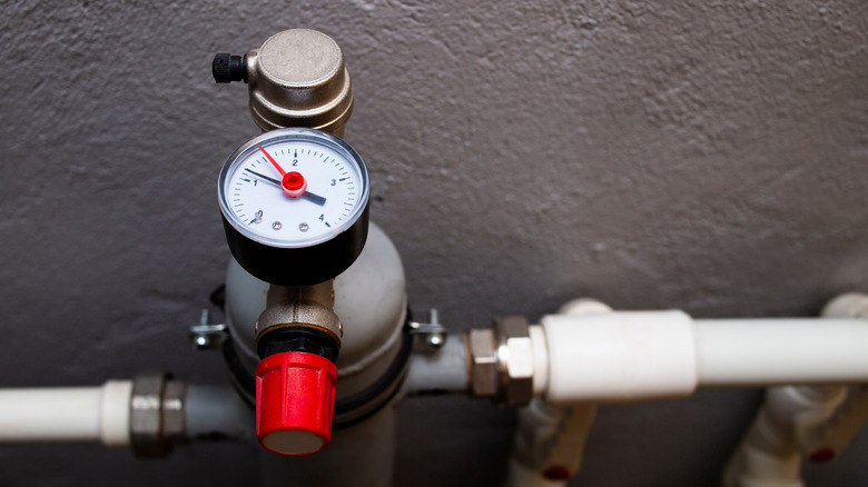 Closeup water pressure regulator