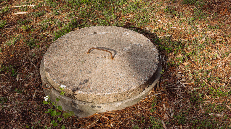 Septic tank cover in ground