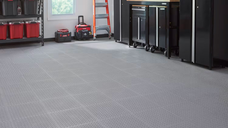 Grey garage flooring tiles