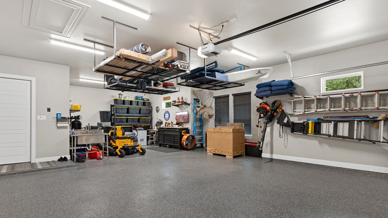 Home garage with high-gloss floor