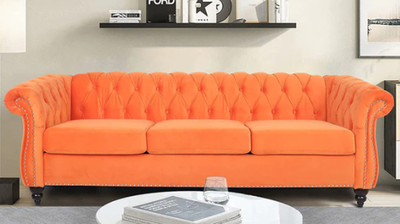 orange velvet sofa 