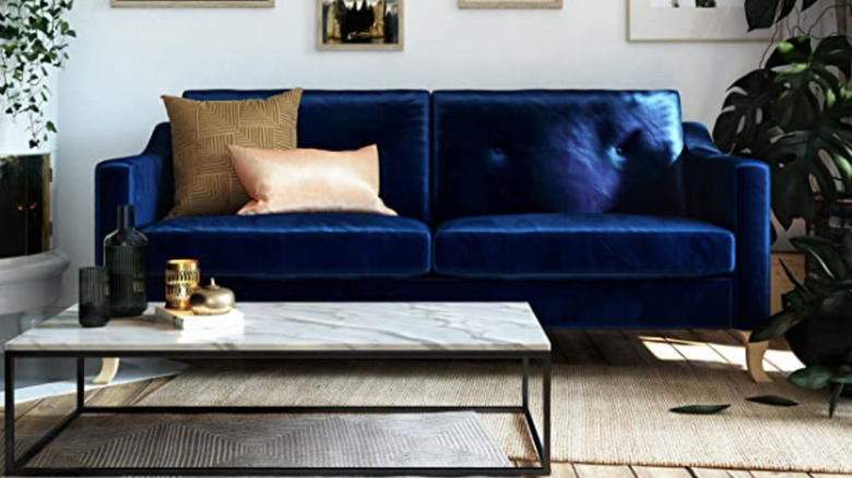 blue velvet sofa 