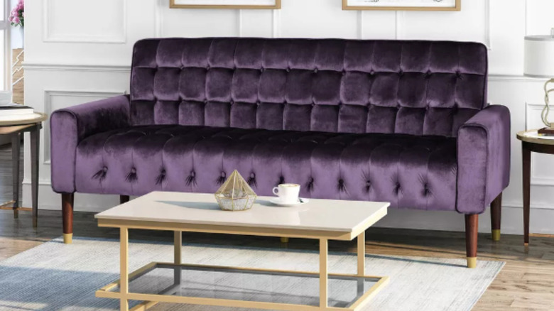 Luxurious violet velvet sofa 