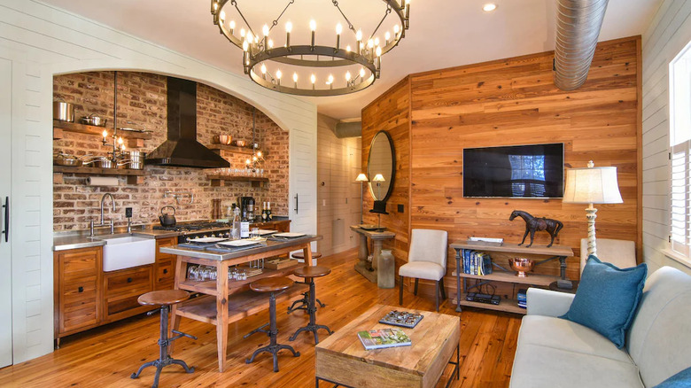 brick backsplash in kitchen