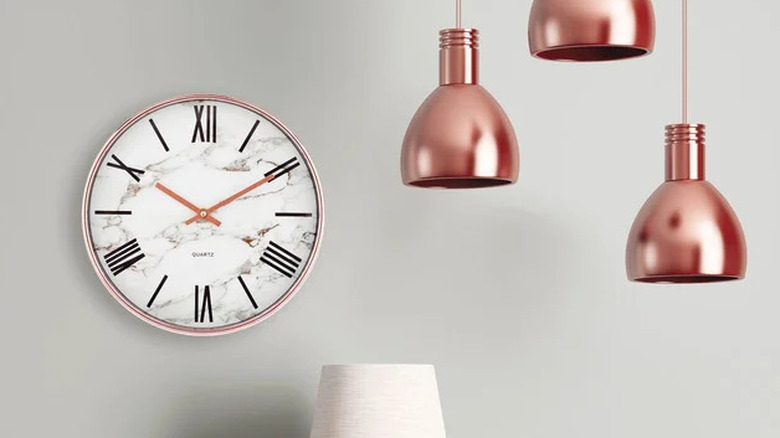 Pink and marble wall clock