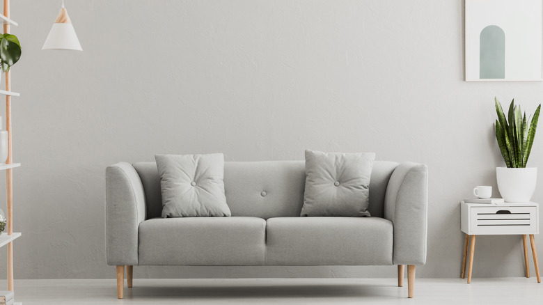 Grey sofa in living room