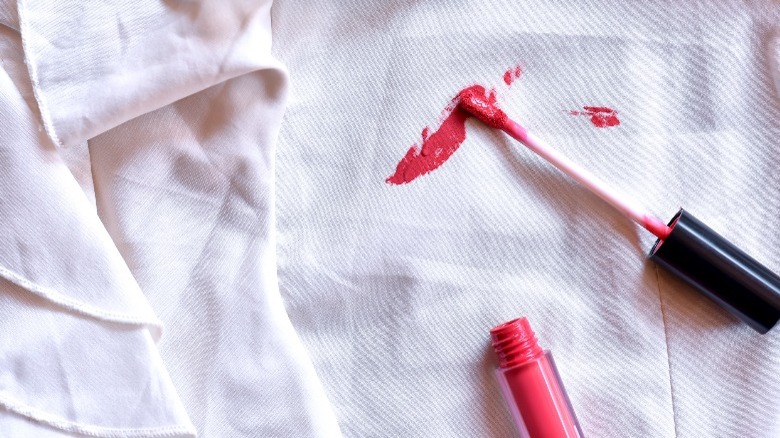 Lipstick on a white blouse