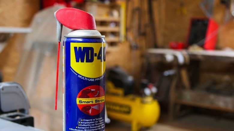 Cannister of WD-40 in workshop