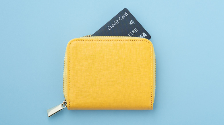 credit card sticking out of wallet