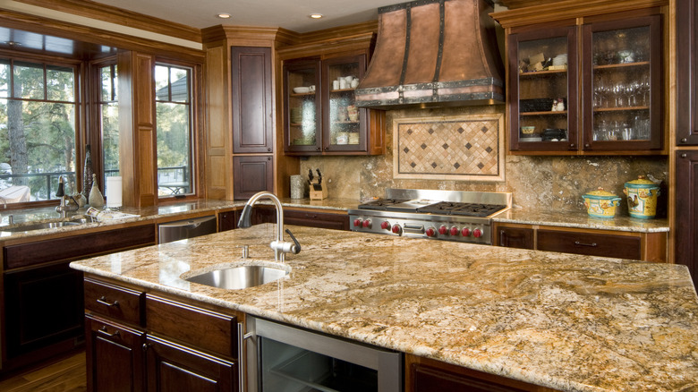 Kitchen with granite island