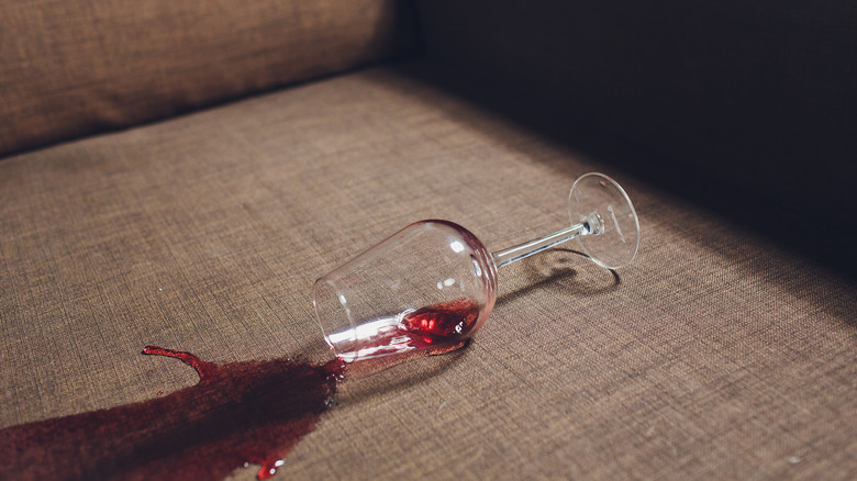 Wine spilled on couch