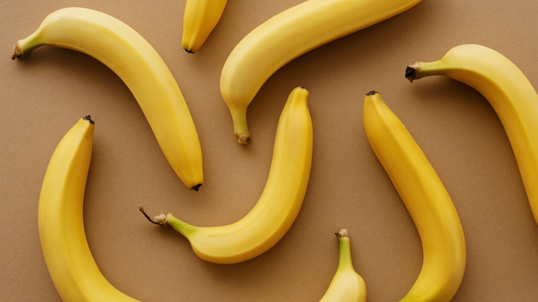 Bananas on tan background