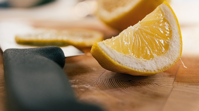 Lemon on cutting board