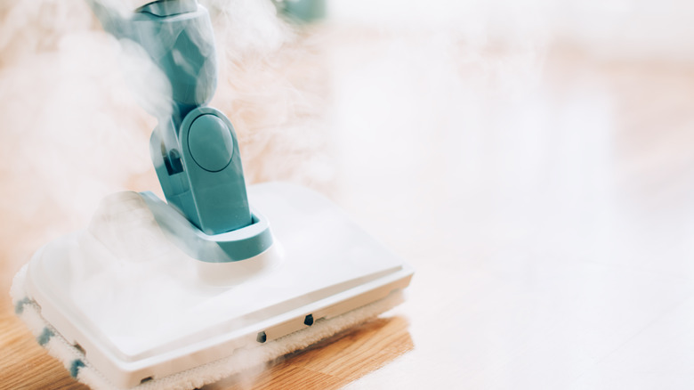 steam cleaner on floor