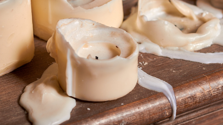 dried candle wax on table