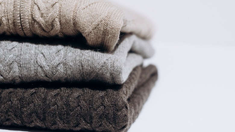 Stack of cashmere sweaters 