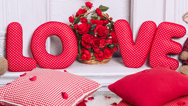 white love sign with strawberries